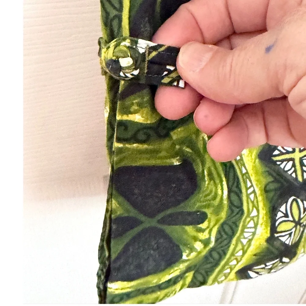 Vintage 60s 70s Hawaiian Honeymoon Set Green Tropical Aloha Barkcloth Matching